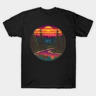 Vintage River Sunset T-Shirt